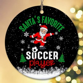 Sportyzen 2024 Christmas Ornament - Santa's Favorite Soccer Player Ceramic Ornament, Tree Decor Gifts for Soccer Player, Gift-Ready Keepsake for Soccer Enthusiasts, Family, Friends