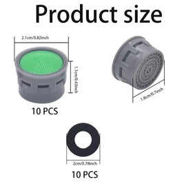 LMOGWL 10 Piece Faucet Filter with 10 Sealing gaskets, Faucet Aerator, tap Water Filter Plug, Bathroom Accessories, Faucet Replacement Parts, Suitable for Bathroom and Kitchen Faucet Filter Plugs