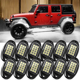 MICTUNING 2025 Upgraded Pure White Rock Lights Super Bright Underglow Lighting Kit - 180 LEDs 12 Pods Led Rock Light, Extensible Underbody Lights for Trucks ATV UTV Boat