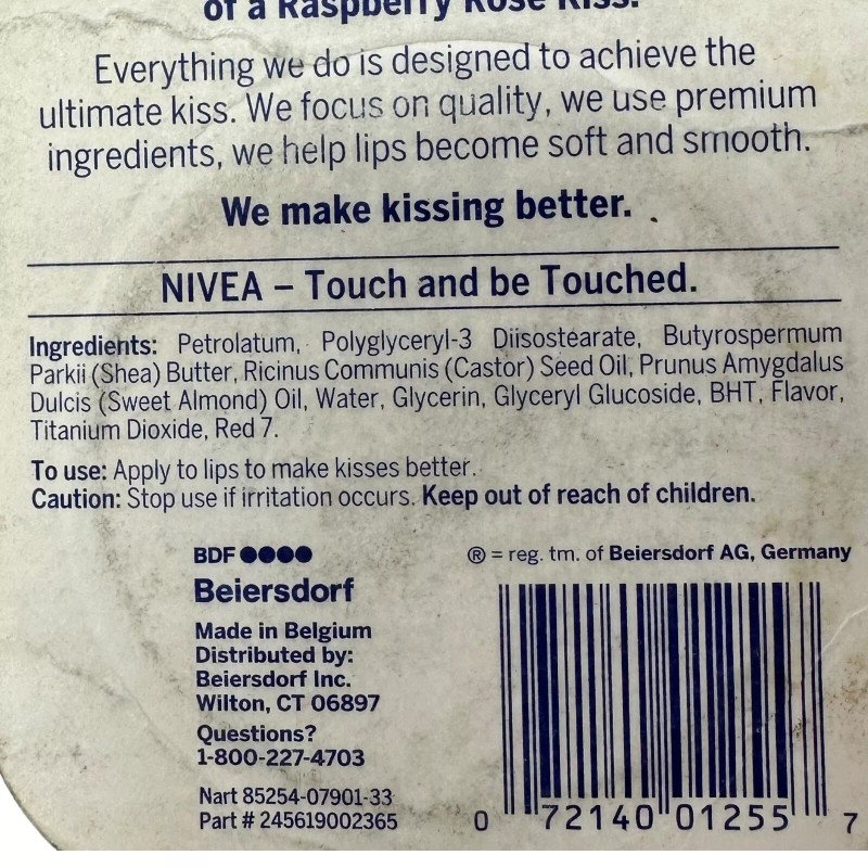 NIVEA Lip Butter Raspberry Rose Kiss 0.59 oz Tin Shea