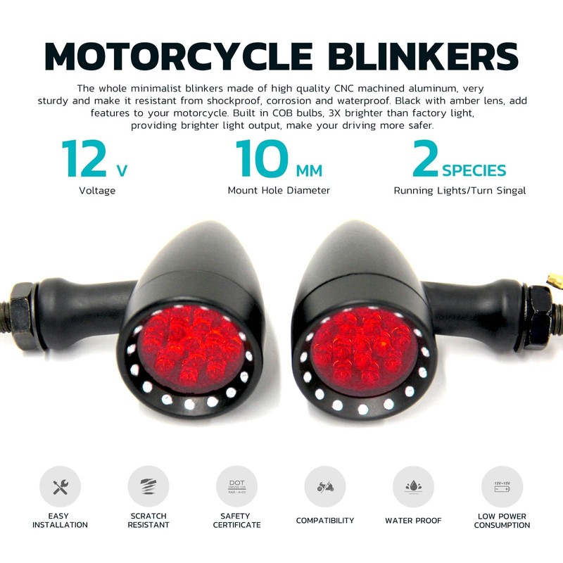 Rich Choices Red CNC Motorcycle Bullet LED Turn Signal Light