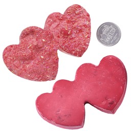 mookaitedecor Titanium Coated Rock Quartz Crystal Cluster Healing Double Love Heart Specimen Ornament for Wedding Home Decor, Natural Heart Shaped Crystal Sculpture for Party Decor, Red