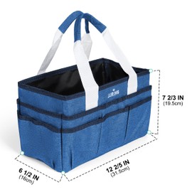 JJRING Craft Organizer Tote Bag, Art Storage Caddy with Multiple Pockets, Blue Sewing Bag for Art, Craft, Scrapbooking, School, Medical, and Office Supplies Storage