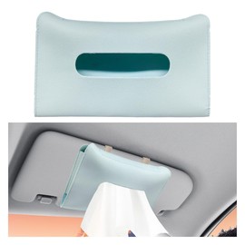 Tissue Holder for Car Sun Visor, PU Leather Rectangular Car Napkin Holder, Hanging Car Visor Tissue Box Holder, Universal Mask Dispenser for Vehicles (Blue)