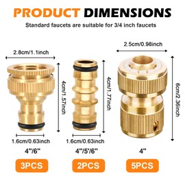 Messing Schlauchanschluss,10 Stück Schlauchkupplung,Gartenschlauch Schnellverbinder,Messing Schlauchverbinder,Schnellschlauch Endverbinder,Schnellkupplung für Gartenschläuche Wasserhahn
