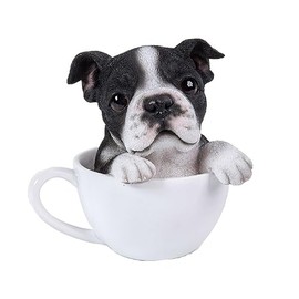 Pacific Giftware Adorable Teacup Pet Pals Puppy Collectible Figurine 5.75 Inches (Boston Terrier)