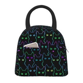 Duduho Cute Cat Silhouettes Lunch Bag Large Tote Bag Reusable Lunch Box Container For Women Men Office Work Picnic, 10l