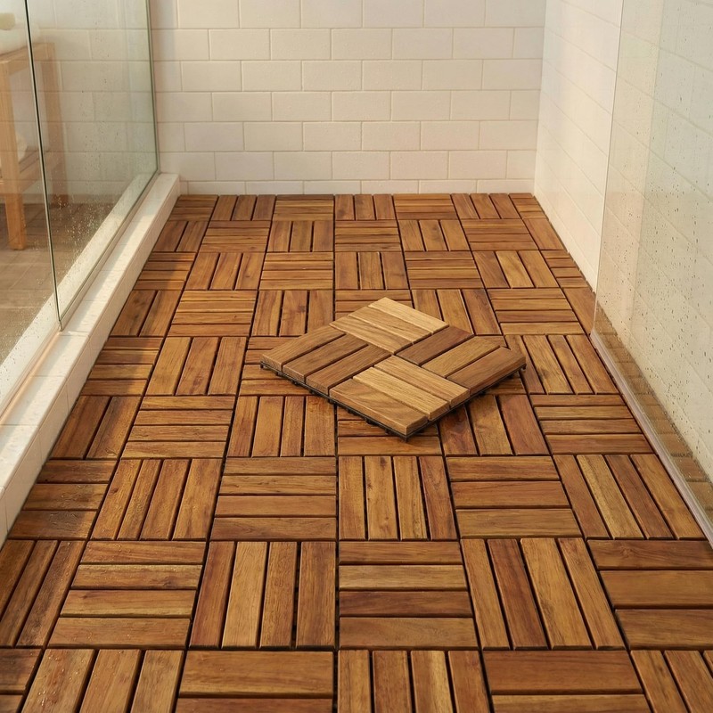 Bare Decor EZ Teak Flooring 12 Slat, Brown, 1 Sample