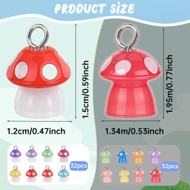 KALIONE 64 Pieces Mushroom Charms Mushroom Pendant Beads, Mini Resin Mushroom Pendants, Luminous Mushroom Charms for Jewellery Making, Mushroom Pendant Ornament for Bracelets Necklaces