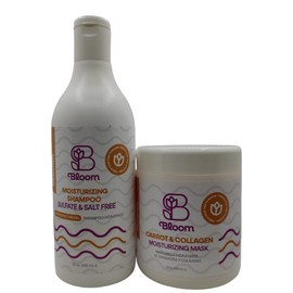 Bloom Hair Products - 2-STEP NUTRITIONAL KIT - Moisturizing Shampoo - Moisturizing Mask - sulfate free without salt - carrot and collagen - brings softness - adds shine and conditions
