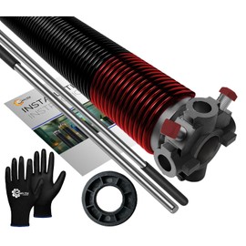 Garage Door Torsion Spring 225x1.75x33 Replacement - 1" Nylon Bushing, Winding Bars, Gloves, & Manual Precision E-Coating 5-Year Warranty Min. 30,000 Cycles for Right Side of Garage Door (Black Cone)