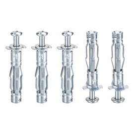 DTGN M4x38mm Hollow Wall Anchors - 5 Pack - Good for Hollow Wall Plaster Walls - Carbon Steel Hollow Drywall Anchors Screws, Silver