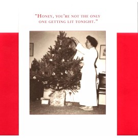 Shannon Martin Funny Merry Christmas Tree Getting Lit Drunk Drinking Tonight Greeting Card