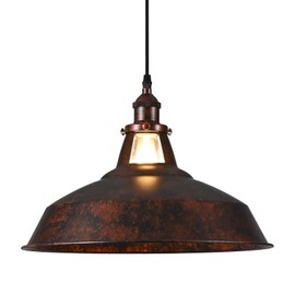 TAKEGO 15.4" Industrial Large Pendant Light, Vintage Pendant Light Kitchen Island, Farmhouse Pendant Light Rustic Light Fixtures, Hanging Ceiling Lamp for Kitchen Island, Hallway, Dining Room