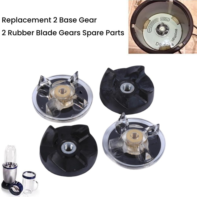 Replacement 2 Base Gears, 2 Rubber Blade Gears Replacement Parts