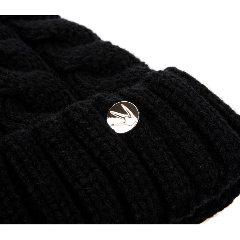 HEYO Ladies Knitted Winter Hat with Large Faux Fur Bobble
