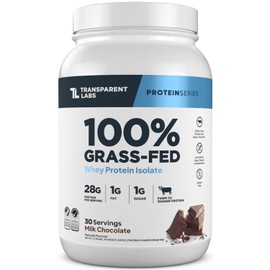 Transparent Labs Grass-Fed Whey Protein Isolate - Naturally Flavored, Gluten Free Whey Protein Powder with 28g of Protein per Serving & 9 Amino Acids - 30 Servings, Milk Chocolate