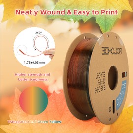 3DHoJor Transparent Multi Rainbow Color Gradient Change PLA 1.75mm 1KG 3D Printing Filament Crystal Rainbow PLA Clear PLA Filament with Cardboard Spool-Maple Leaf