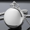 Tiong Silver Classic Retro Quartz Pocket Watch Smooth Steel Arabic