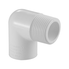 Lesso America - Montaje de tubería de PVC serie 410 - 90° Street Ell - Calendario 40 (blanco) - 1 pulgada (MIPT x SOC) / alta capacidad de flujo/fontanería, riego, piscina, spa, proyectos de bricolaje, certificado NSF