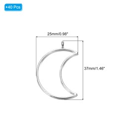 PATIKIL 40pcs Open Bezels, Resin Bezels Pendants Moon Open Back Bezels Alloy Hollow Frame Bulk for Resin Jewelry Making Earrings Necklace, Silver Tone