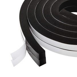 Window Insulation Weather Stripping-2 Rolls,1/2 Inch Wide X 1/2 Inch Thick, Closed Cell Foam Tape Adhesive Rubber Seal Strip, Total 13 Feet Long (2 X 6.5 Ft Each)