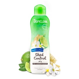 TropiClean Deshedding Dog Conditioner, Reduces Shedding & Softens Coat, Puppy Safe, Made in the USA, Lime & Cocoa Butter Scent, 20oz.