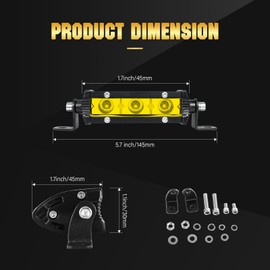 RIGIDON 2 x 4 Inch 10 cm 15 W Slim Yellow LED Light Strip Car, 12 V 24 V Spotlight Spot Offroad Lighting for Car SUV ATV, UTV, Tractor, Truck, Vehicles 4 x 4, 3000 K LED Fog Light Spotlights