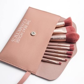 DIAMONDS R 4EVER 9 PIECE LUXURY BRUSH SET (Poochie Pink) Pink | Premium Synthetic Brush Set | Powder Foundation Contour Blush Concealer Eye Shadow Blending Liner Make Up Brush Kit