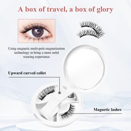 Jemey Magnetic Eyelashes with Applicator, Reusable & Waterproof Natural Look False Lashes, Easy to Apply, No Glue Needed, Long-Lasting Soft Magnetic Lashes
