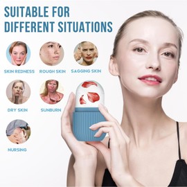 SOZOMO 2Piezas Rodillo de Hielo para la Cara, Molde de Hielo para Cara, Molde de Hielo de Silicona Reutilizable Herramientasde Cuidado para Masaje Facial de Ilumina la Piel para Belleza Facial