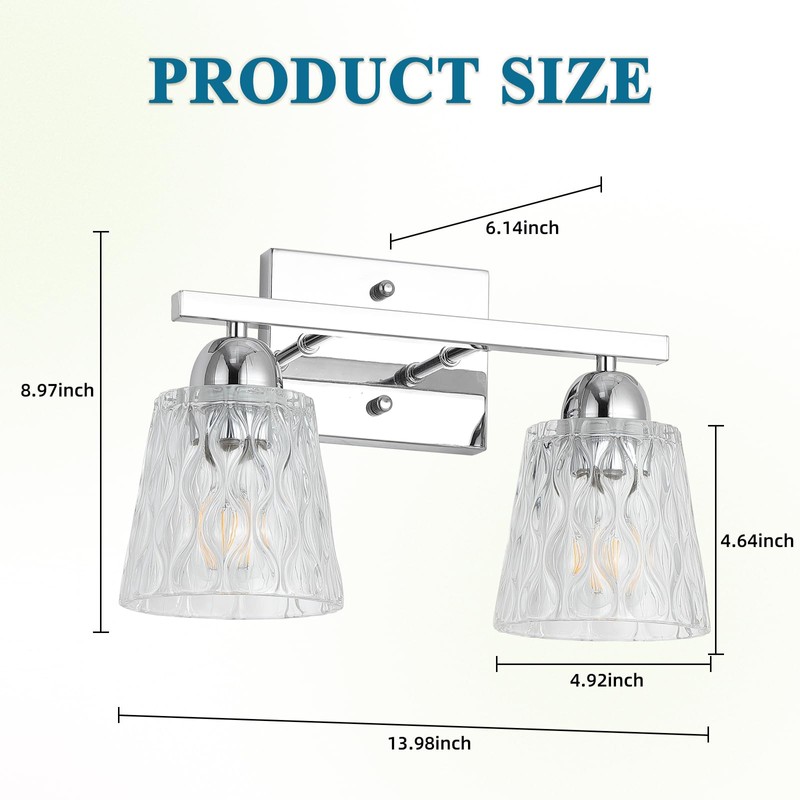 Mecgirn Stainless Steel Bathroom Vanity Light Over Mirror, 2 Light