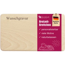 Geschenkissimo Breakfast Board / Bread Board with Name, Saying, Motif, Logo or Comic - High-Quality Engraving - Beech Breakfast Board Rectangular Smooth with Rounded Corners