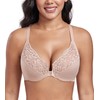 DotVol Plus Size Front Closure Flower Lace T-Back Underwire Everyday