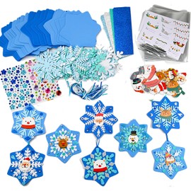 24 Sets DIY Christmas Winter Foam Wreath Crafts Kits Decorations Self Adhesive Xmas Snowflakes Sticker Santa Holly Leaf for Kids Party Favors Fun Classroom Home Activities