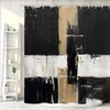 Oil Painting Abstract Shower Curtain, Boho Black White Brown Rectangle