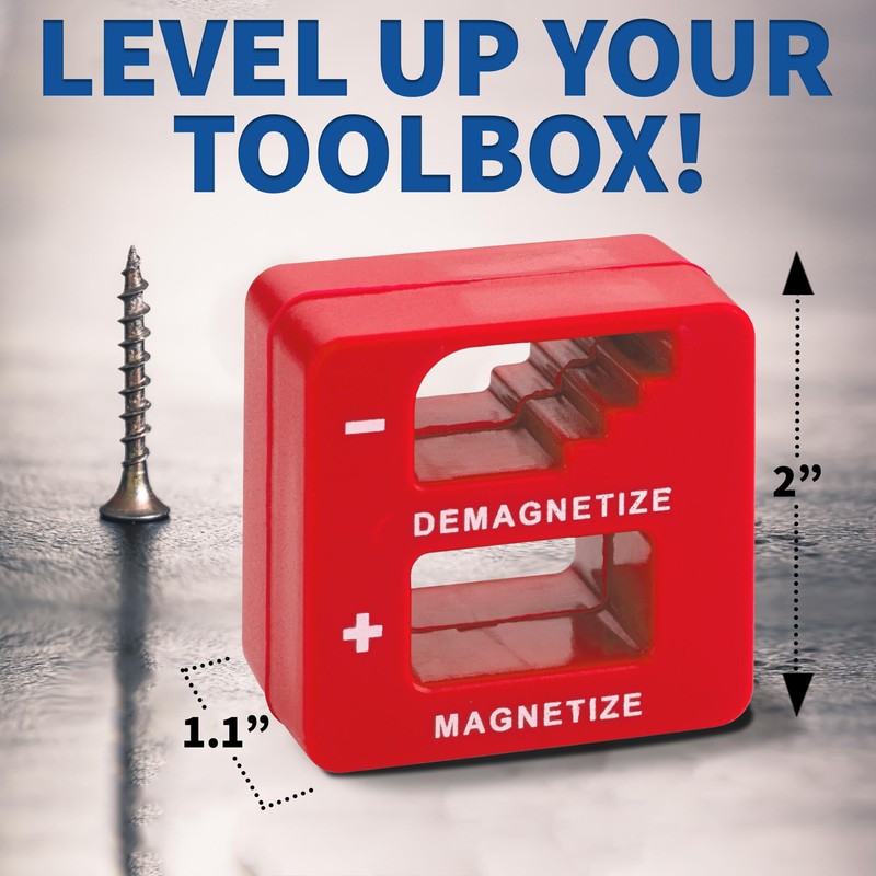 MeasuPro Demagnetizer and Magnetizer - Red - for Screwdrivers Tips,