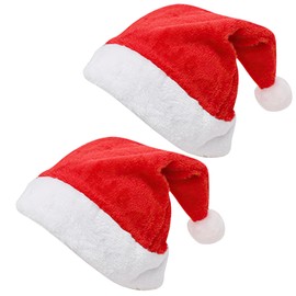 Pack of 2 Christmas Hat, Santa Hat, Adult Plush Santa Hat, Red Santa Hat, Warm Thick Santa Hat, Santa Hat for Men and Women