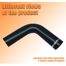 Gasoline Fuel Filler Neck Hose 2 inches Inside 90 degree (2" ID 15 7/8" Long) with 4 Hose Clamps Reinforced Gas tank