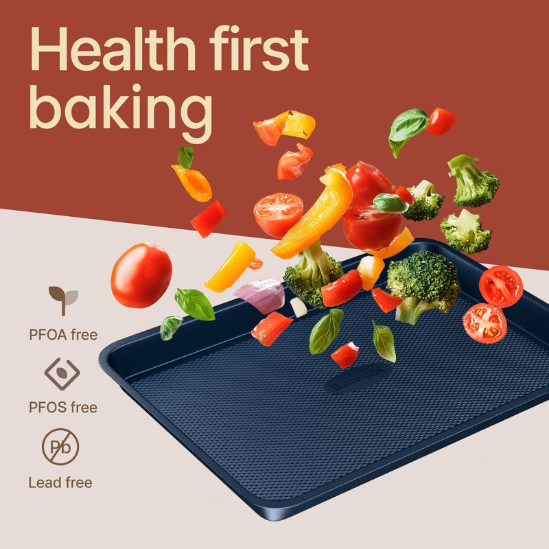 Diamond Bottom Cookie Sheet Set of 2, Nonstick Blue Carbon