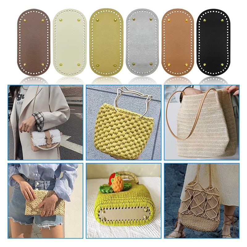 6 Pack PU Leather Bag Bottom Oval Wallet Bottom for