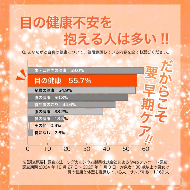 目 サプリ【長時間PC・スマホのアイケアに】ルテイン60 ＋ メグスリノ木 60粒（約30日分）ゼアキサンチン [国内生産] ワダカルシウム製薬