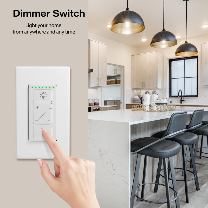 Smart Dimmer Light Switch with Wireless Remote, Compatible with Alexa