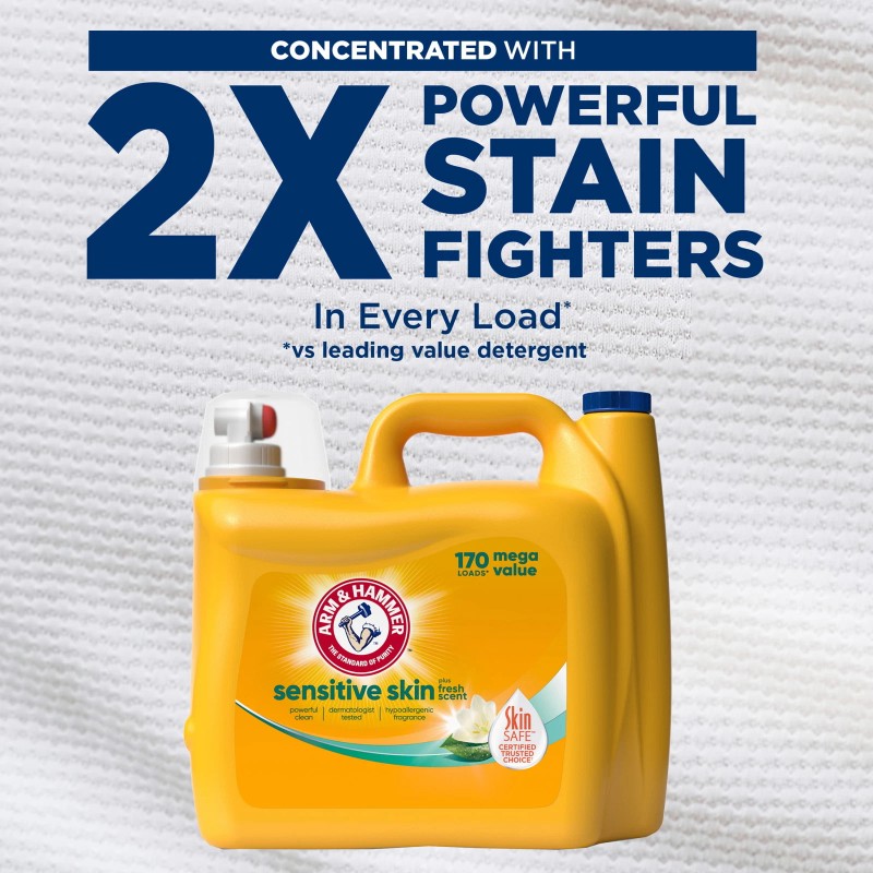 ARM & HAMMER Sensitive Skin Plus Fresh Scent, Laundry Detergent,
