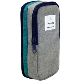Nikken Stationery PLP1-BG Poplette Vertical and Horizontal Pencil Case, Blue and Gray