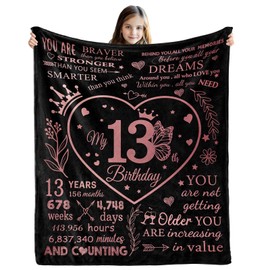 COZYCRIB 13th Birthday Gifts for Girls Flannel Blanket Birthday Gifts for Her 13th Birthday Decorations Blanket Best Girls Birthday Presents for 13 Year Old Girls Birthday Gifts for Daughter Niece