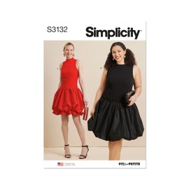 Simplicity SS3132AA Misses' Sleeveless Bubble Dress Sewing Pattern Packet, Design Code S3132, Sizes 10-12-14-16-18