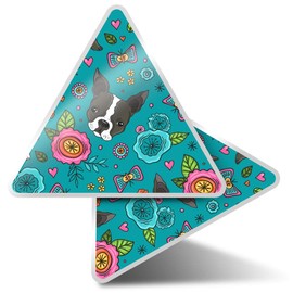 2 x Triangle Stickers 10 cm - Boston Terrier Dog Puppy Print Fun Decals for Laptops,Tablets,Luggage,Scrap Booking,Fridges #16612