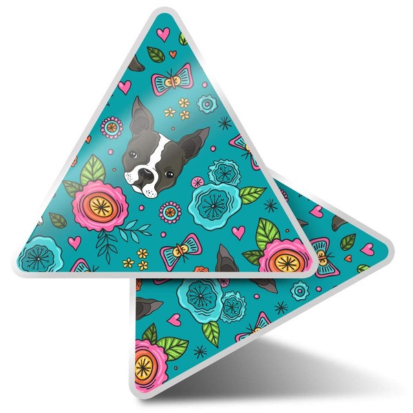 2 x Triangle Stickers 10 cm - Boston Terrier Dog