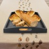DILLMAN Serving Tray Large Black Wood Rectangle Food Tray Butler